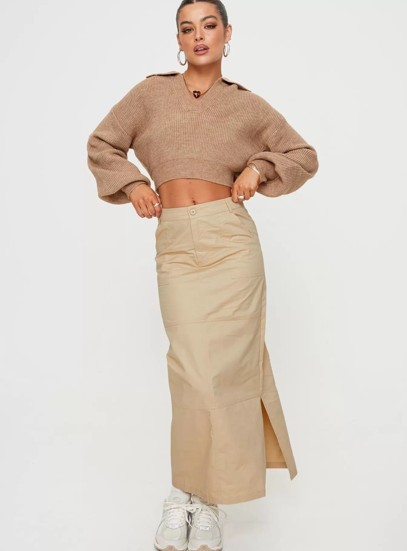 Princess Polly Skirts | Devine Cargo Maxi Skirt Stone