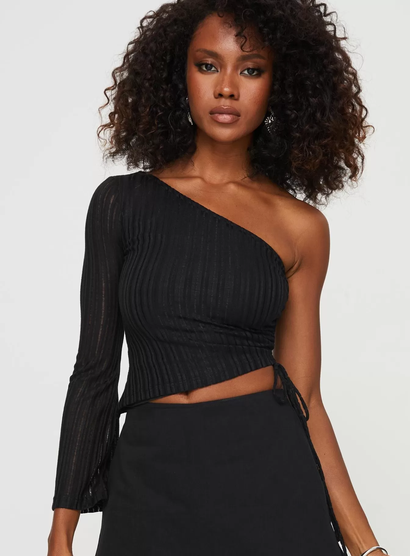 Princess Polly Long Sleeve Tops | Doulet One Shoulder Top Black