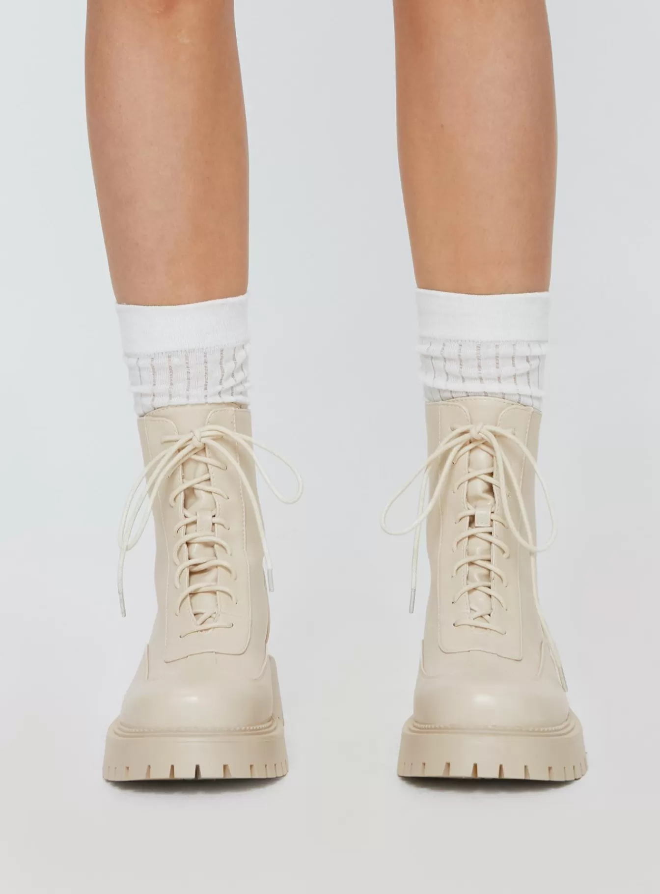 Princess Polly Boots | Dovie Combat Boots Ecru