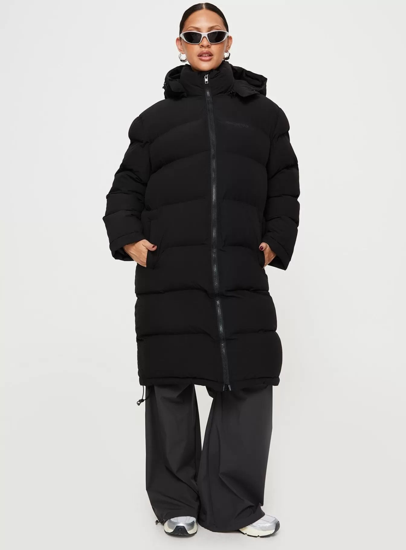Princess Polly Puffer Jackets | Dream Puff Technical Longline Puffer Jacket Black