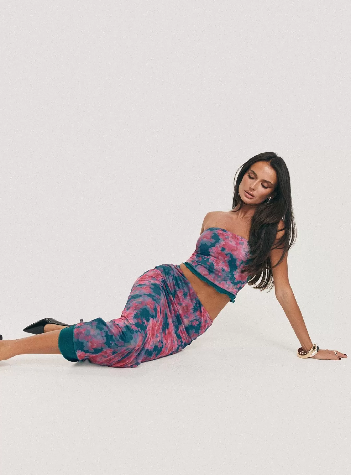 Princess Polly Party Tops | Dream Weaver Set Blue / Pink Floral
