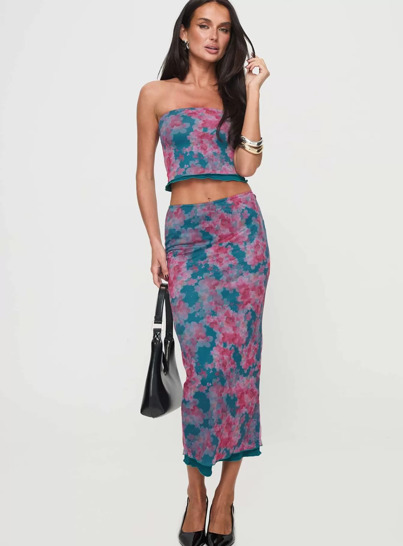 Princess Polly Party Tops | Dream Weaver Set Blue / Pink Floral
