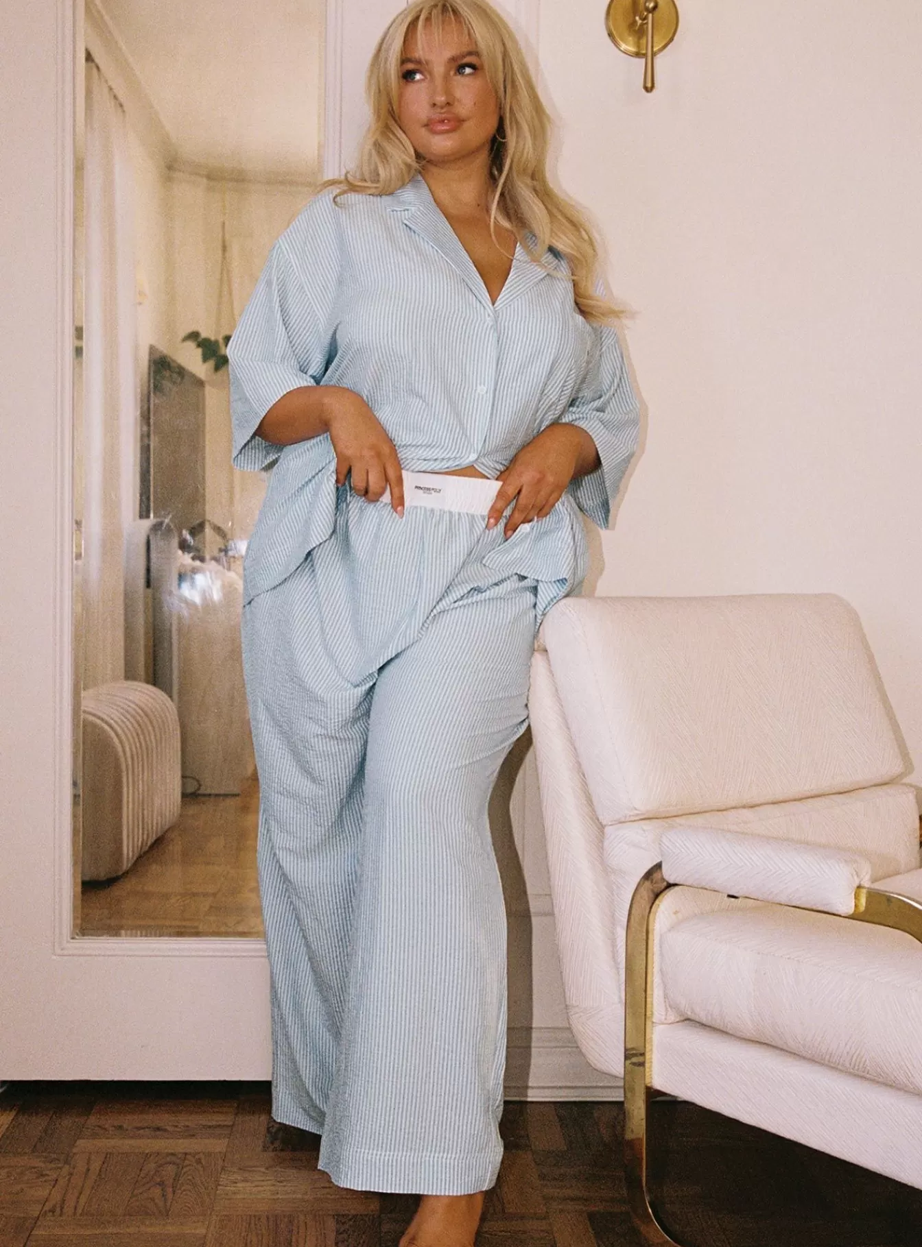 Princess Polly Lingerie | Early Riser Sleep Pants Curve Blue Stripe