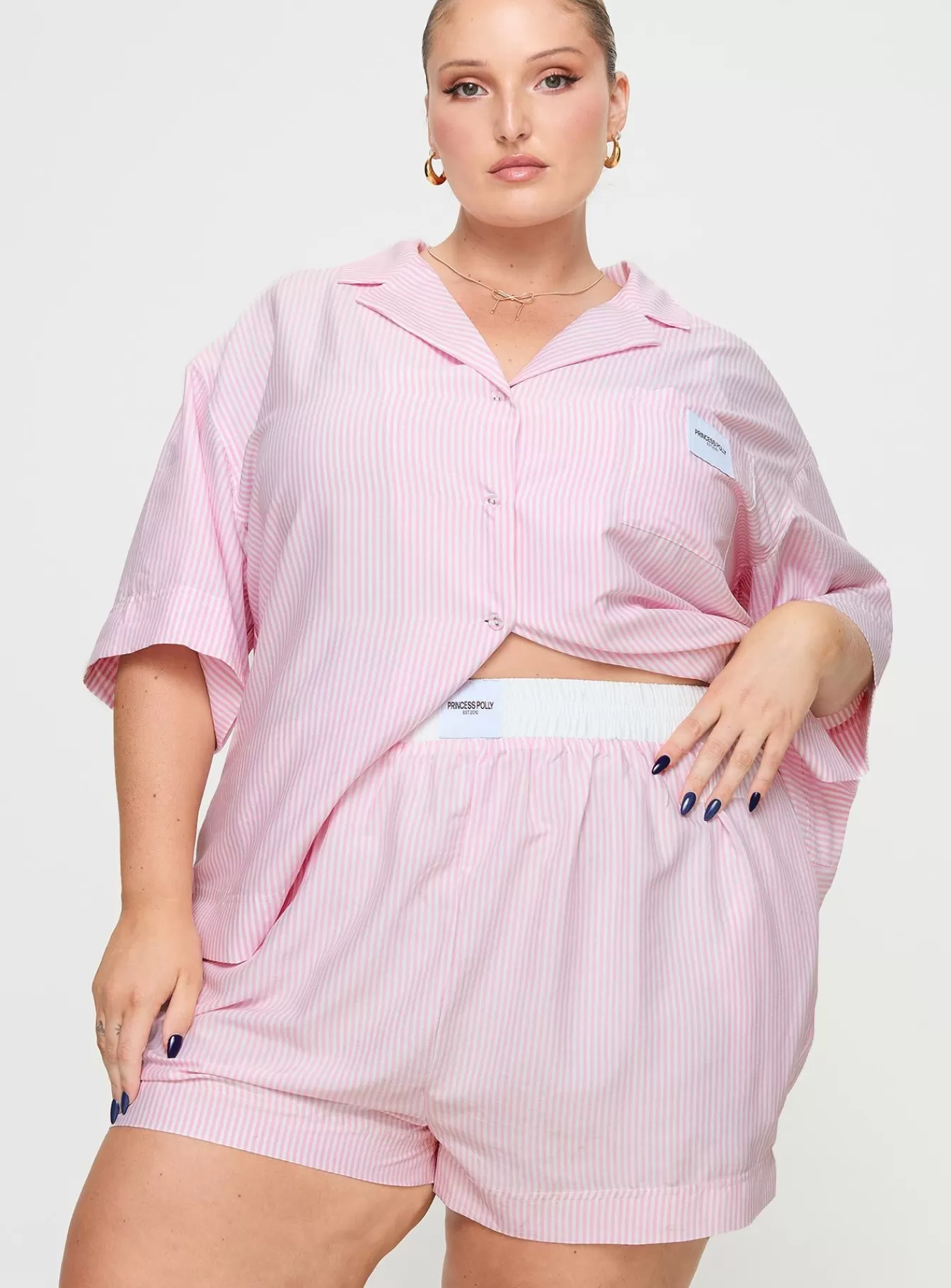 Princess Polly Shorts | Early Riser Sleep Shorts Curve Pink Stripe