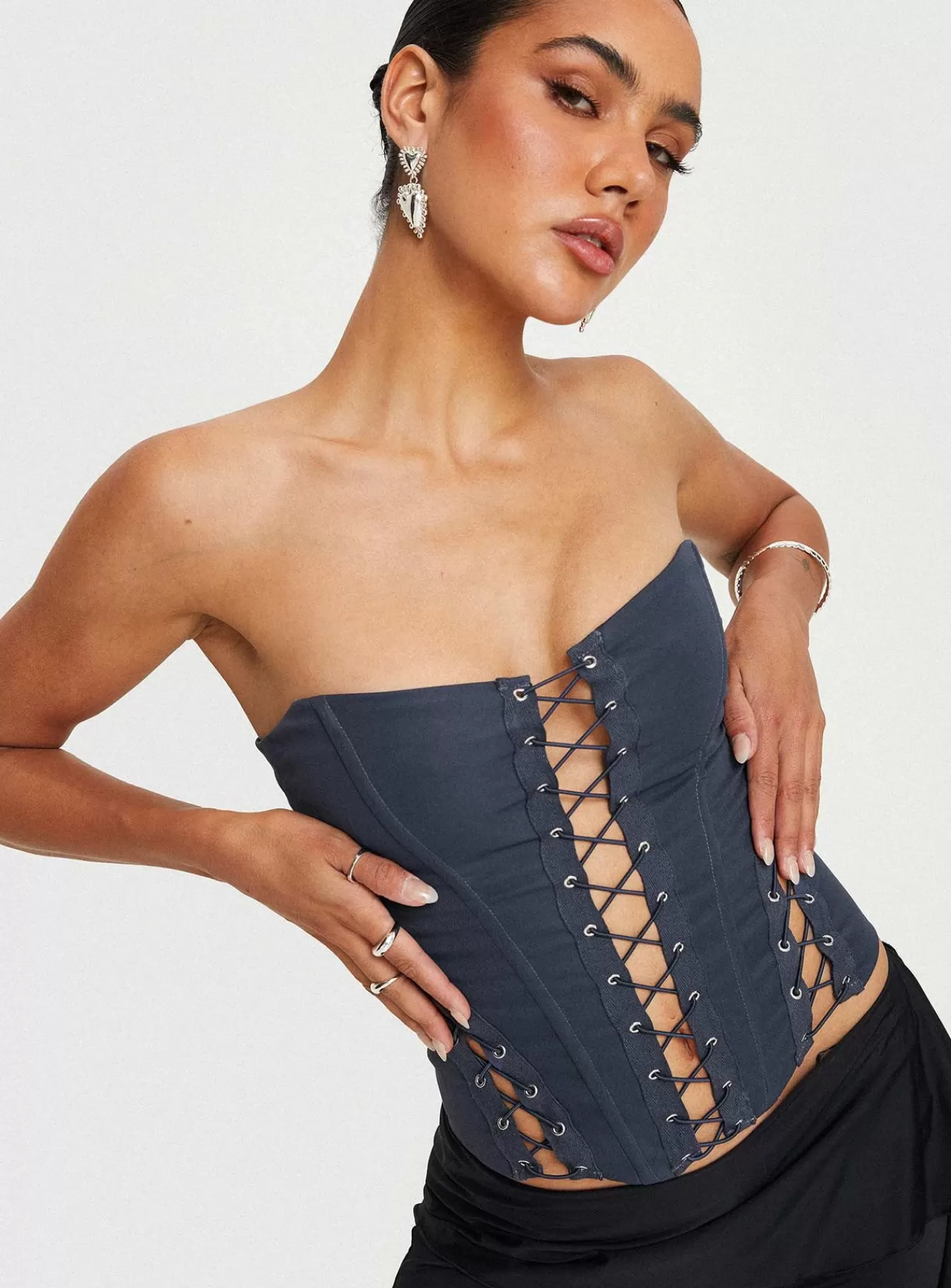 Princess Polly Corsets & Bustiers | Eden Lace Up Corset Blue