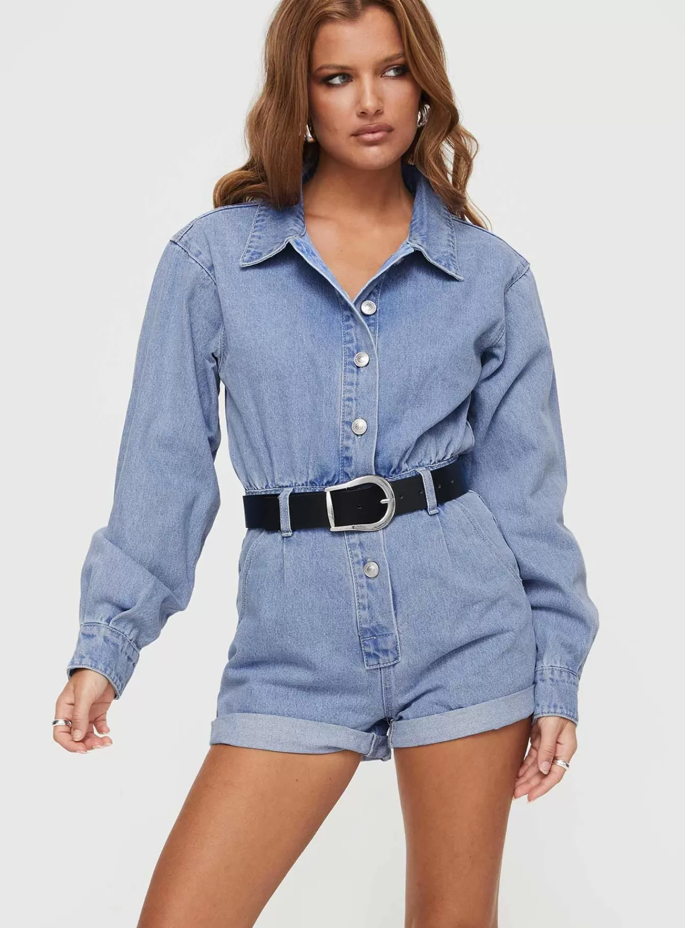 Princess Polly Rompers | Eisman Long Sleeve Denim Romper Blue