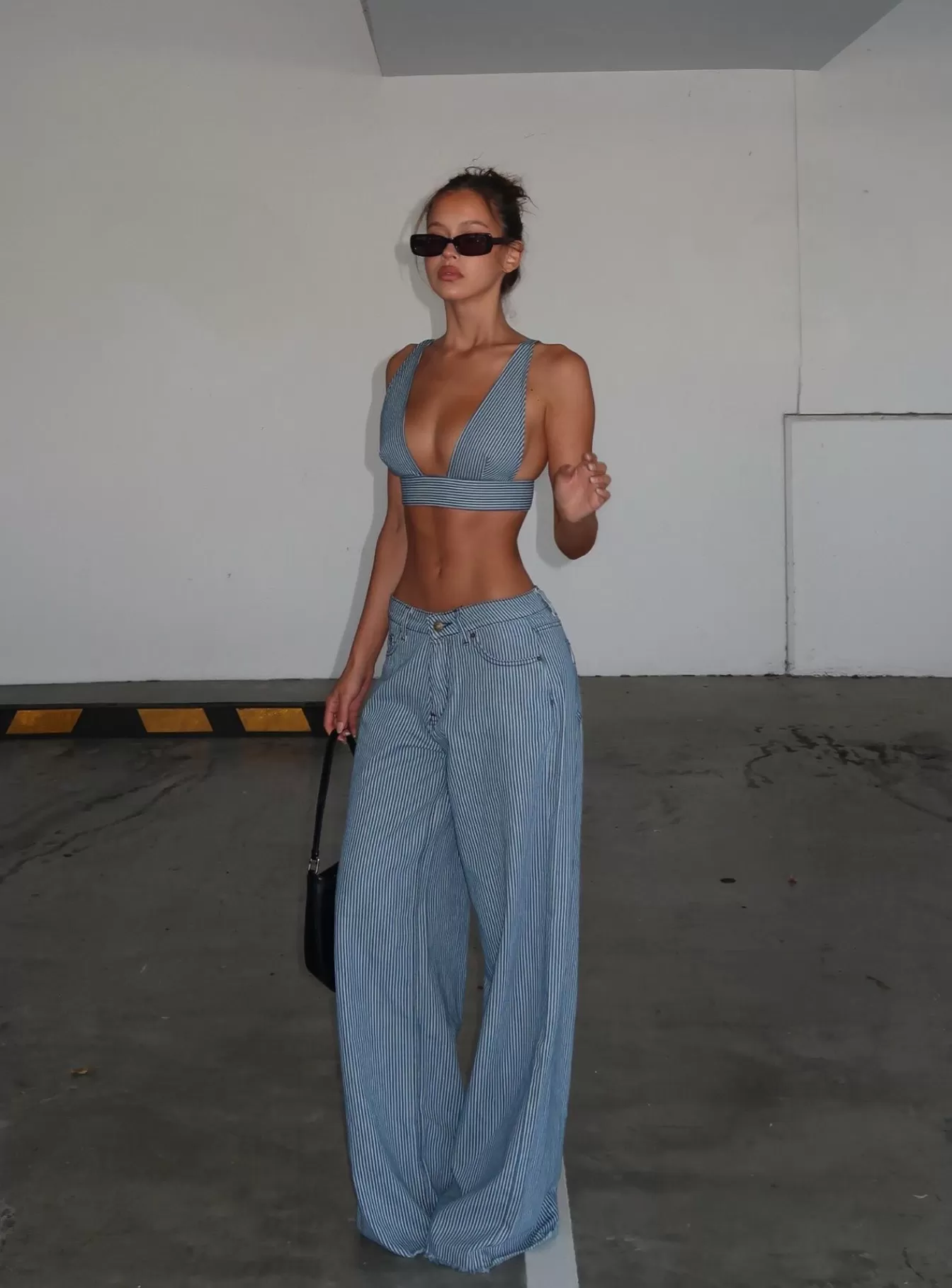 Princess Polly Jeans | Eivissa Baggy Jeans Blue Denim Stripe