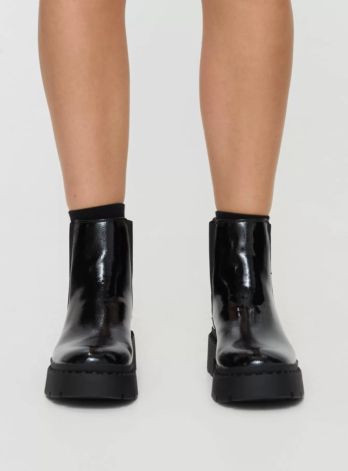 Princess Polly Boots | Elana Boots Black Black Patent