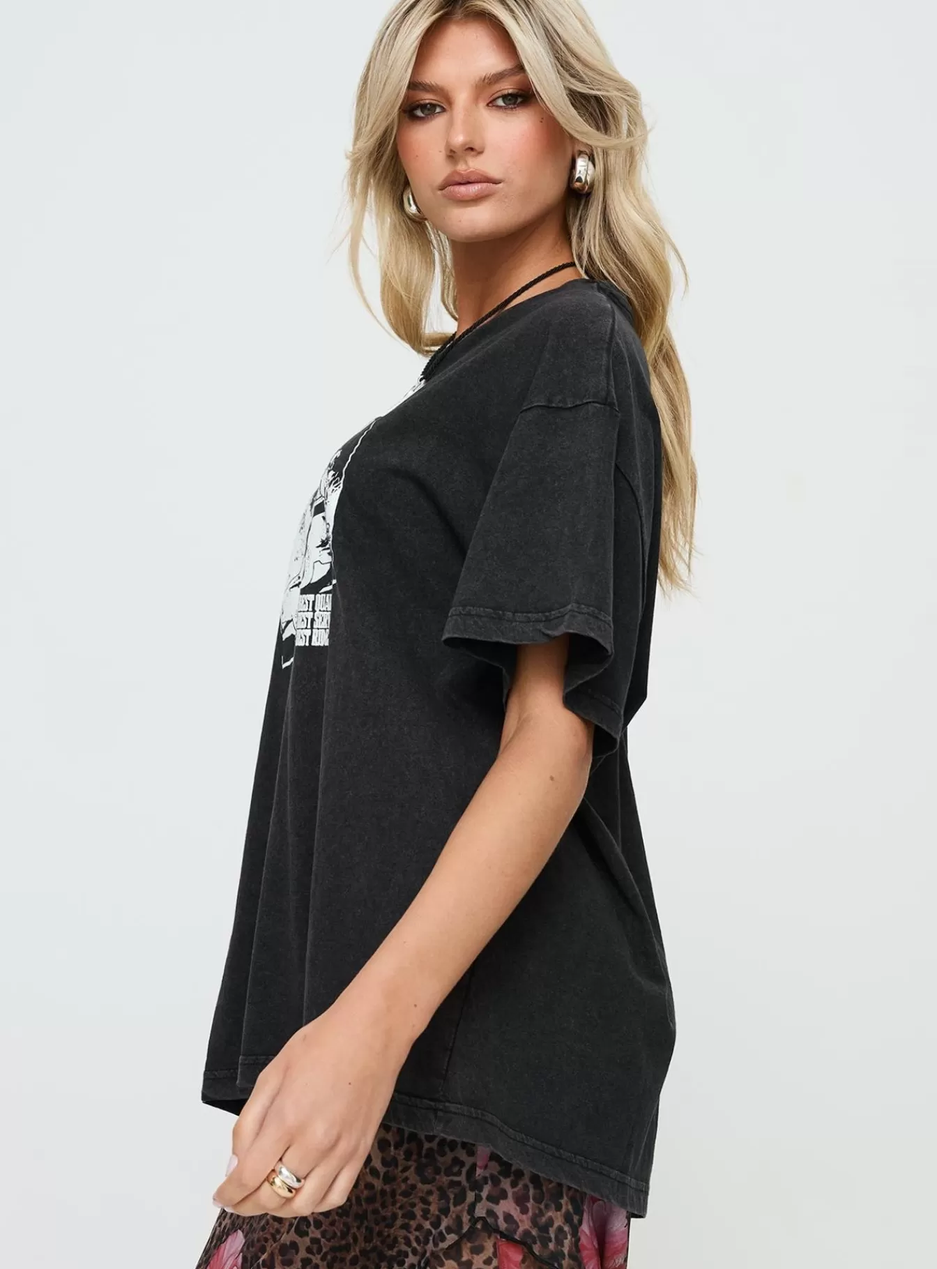 Princess Polly Casual Tops | Electric Vintage Oversized Tee Black
