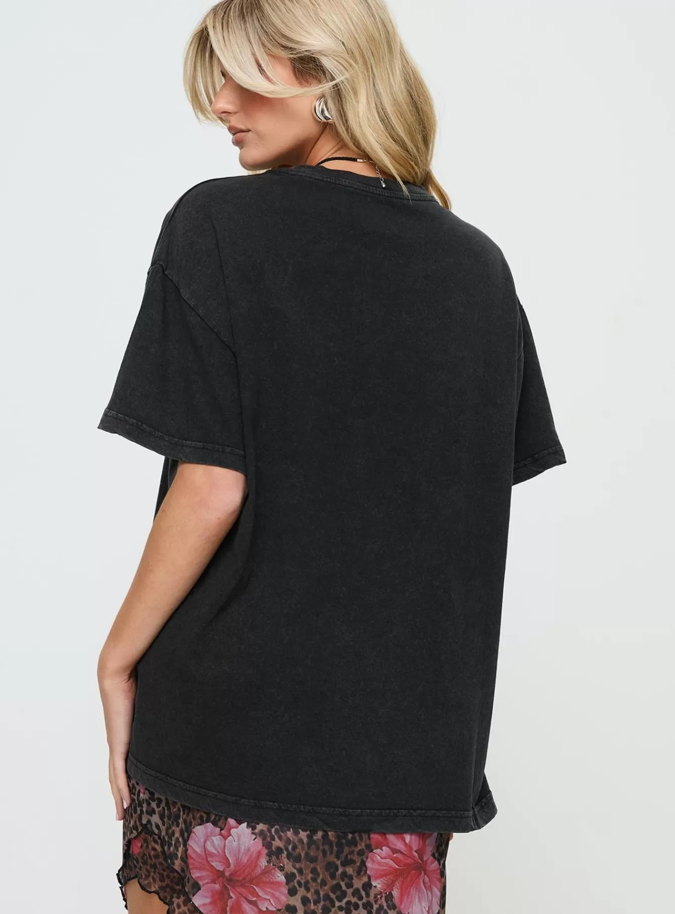 Princess Polly Casual Tops | Electric Vintage Oversized Tee Black