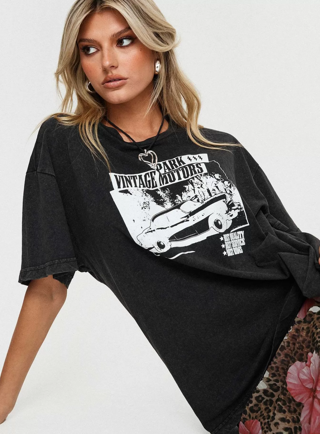Princess Polly Casual Tops | Electric Vintage Oversized Tee Black