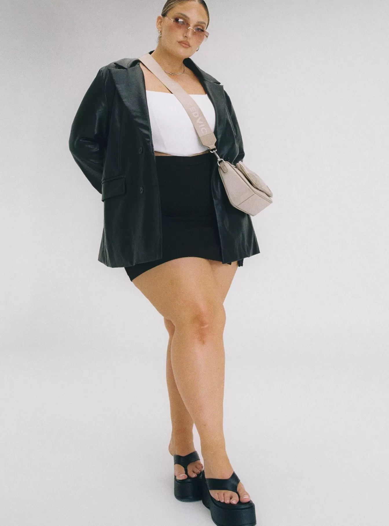 Princess Polly Leather Jackets | Ellen Faux Leather Blazer Curve Black