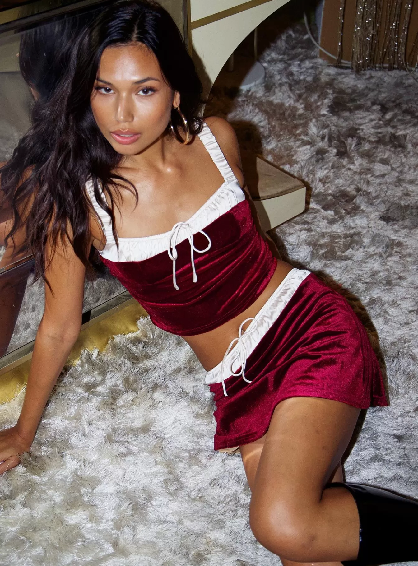 Princess Polly Skirts | Emah Velvet Mini Skirt Red
