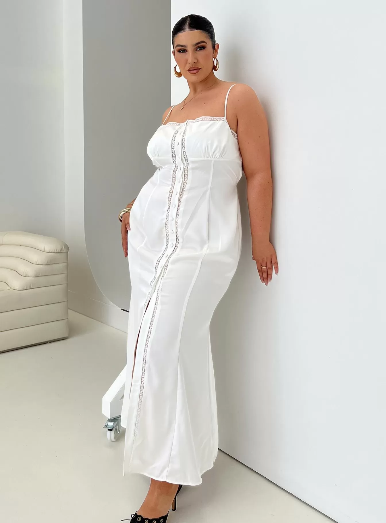 Princess Polly Curve Dresses | Ematie Maxi Dress Curve White