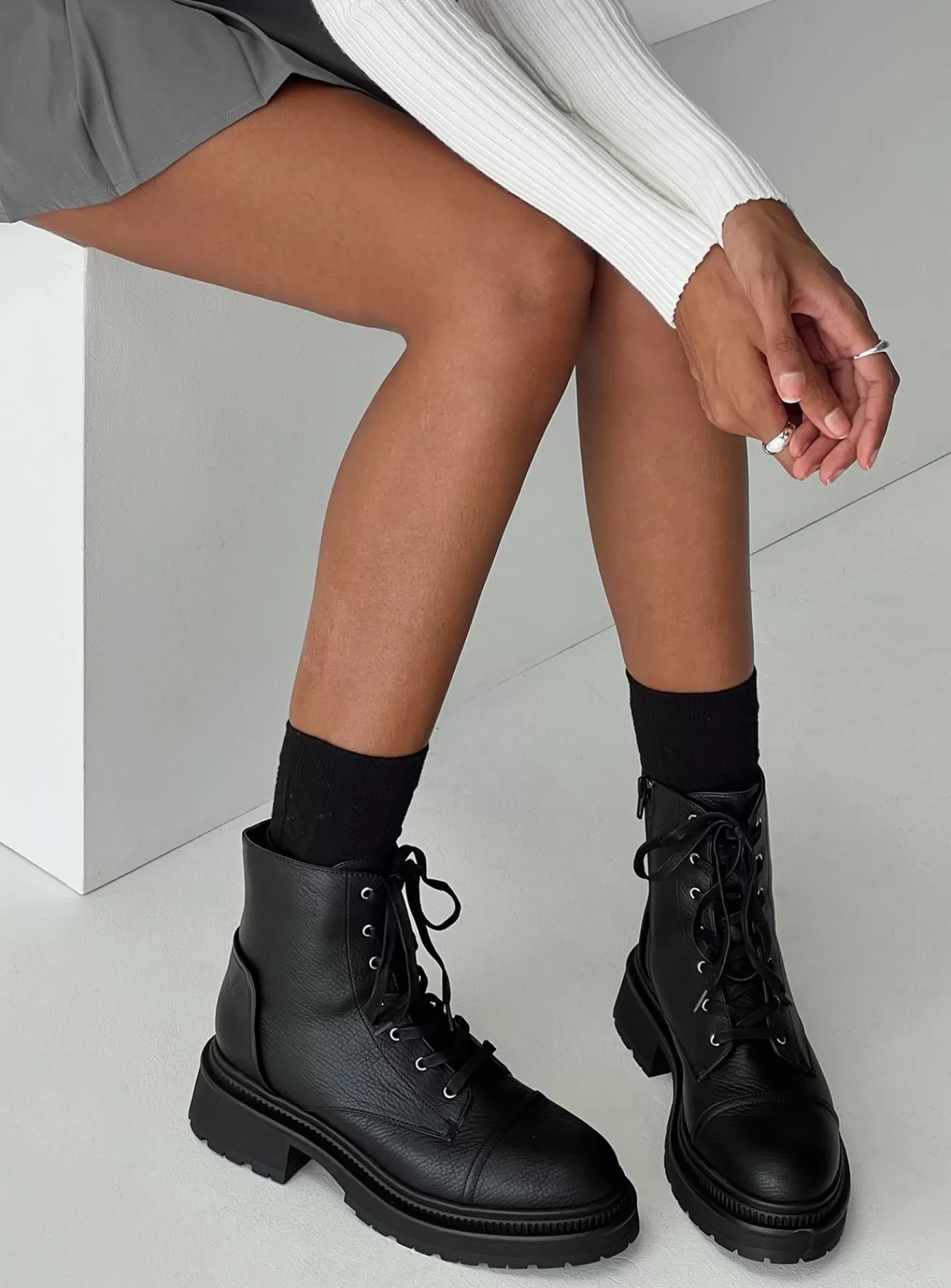 Princess Polly Boots | Emerson Combat Boots Black