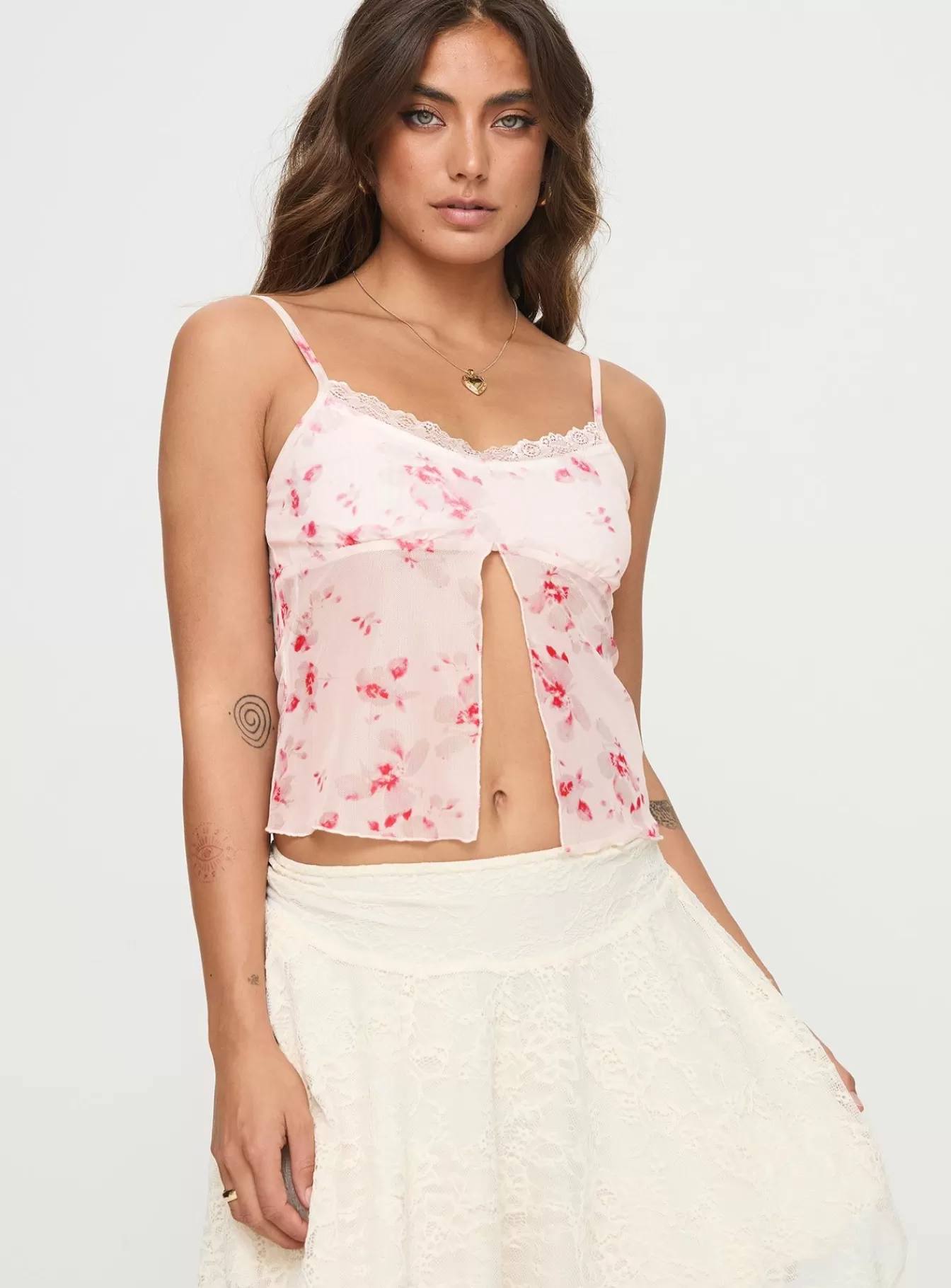 Princess Polly Spring Tops | Emrys Top Beige / Red Floral Beige/Red Floral