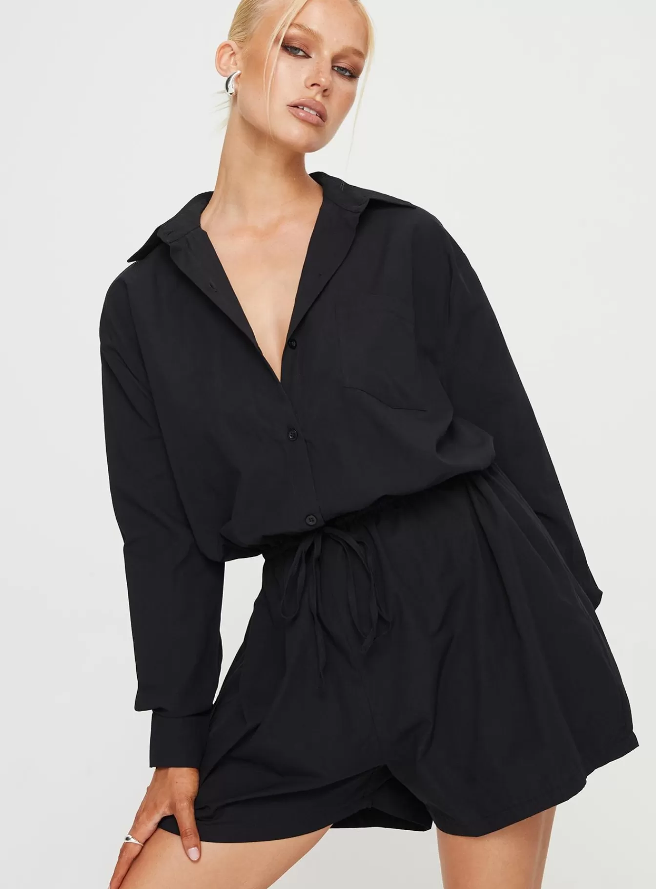 Princess Polly Rompers | Enlighten Me Long Sleeve Romper Black