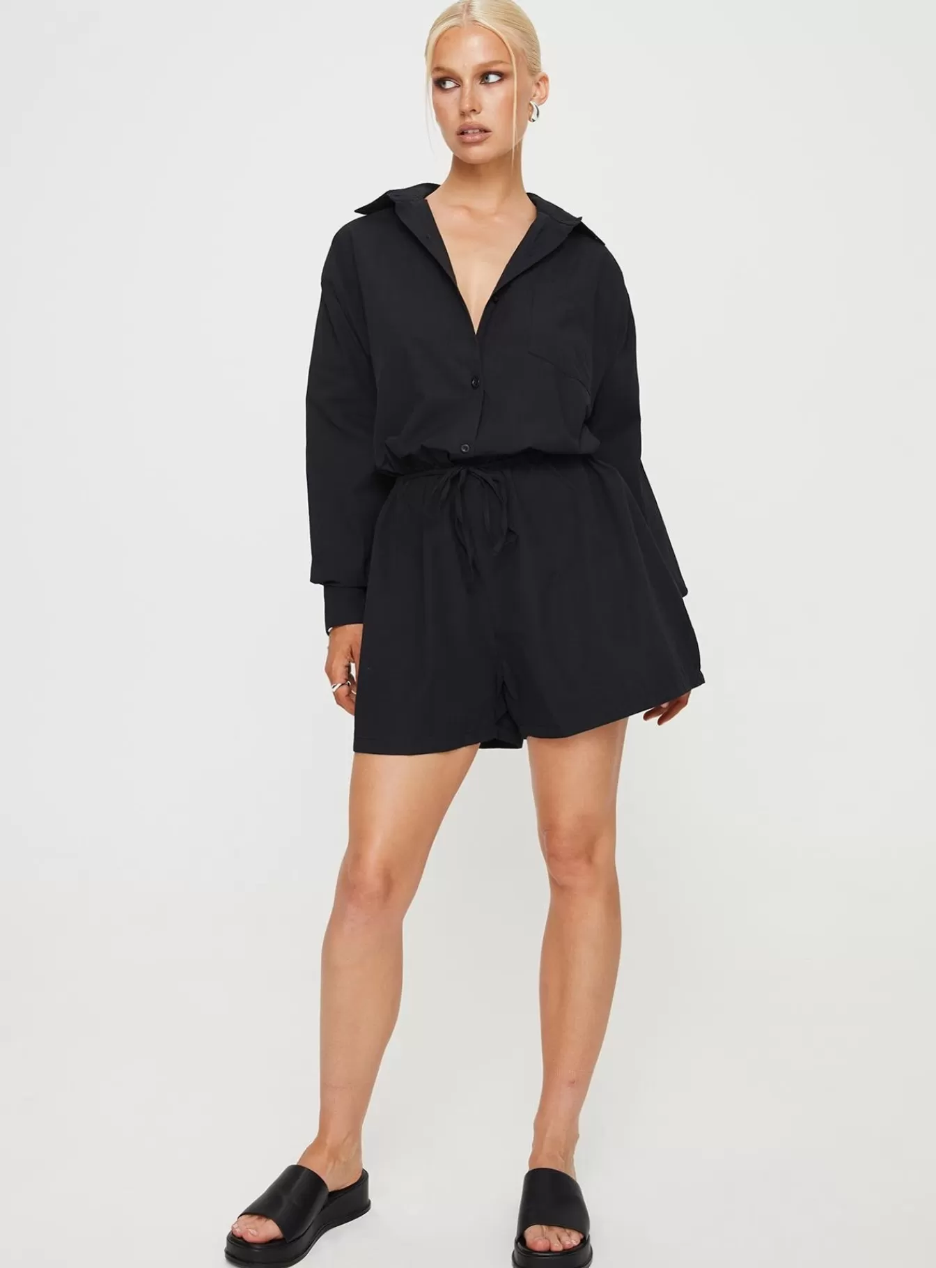 Princess Polly Rompers | Enlighten Me Long Sleeve Romper Black