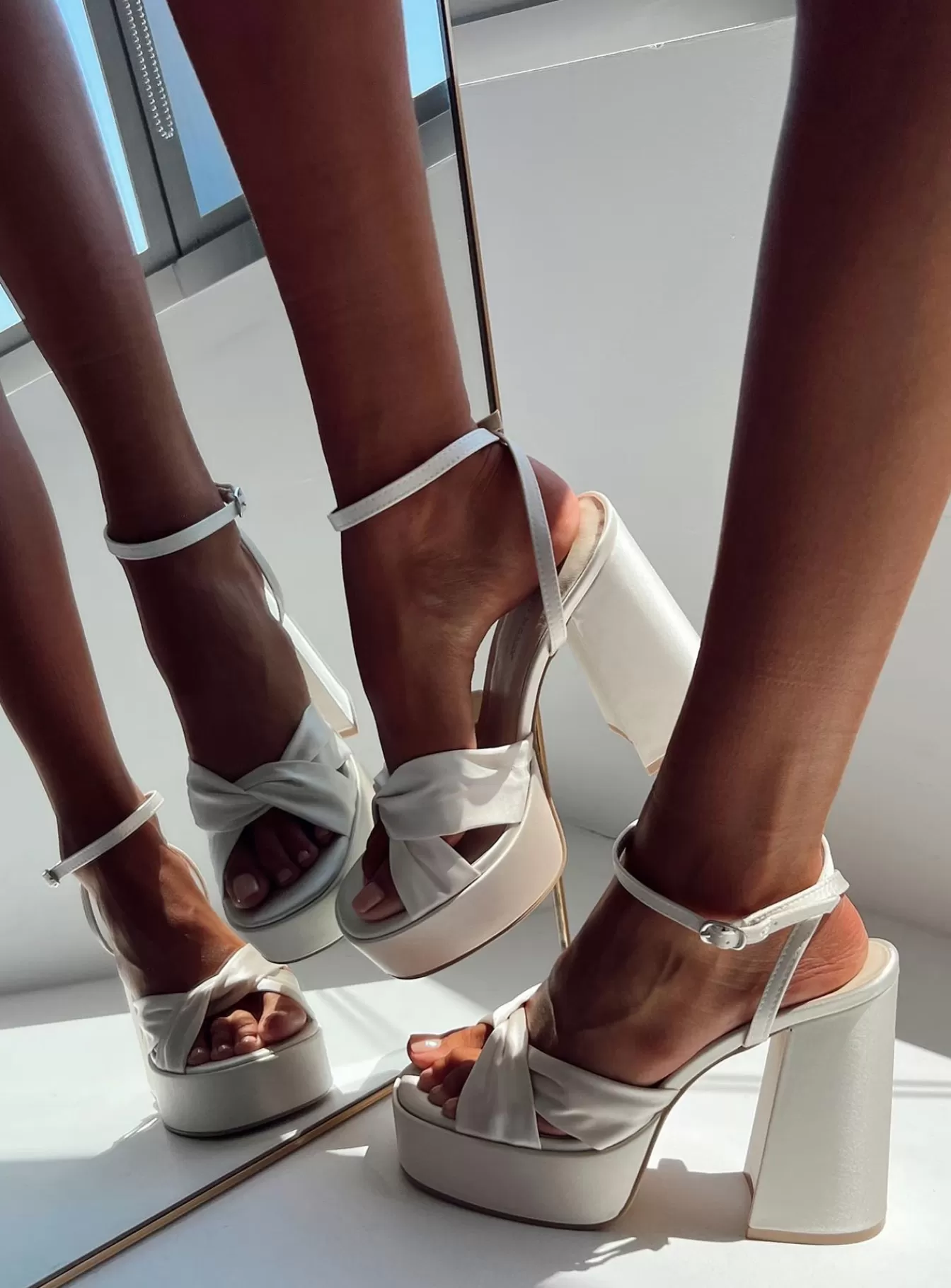 Princess Polly Heels | Everlasting Satin Platform Heels Champagne