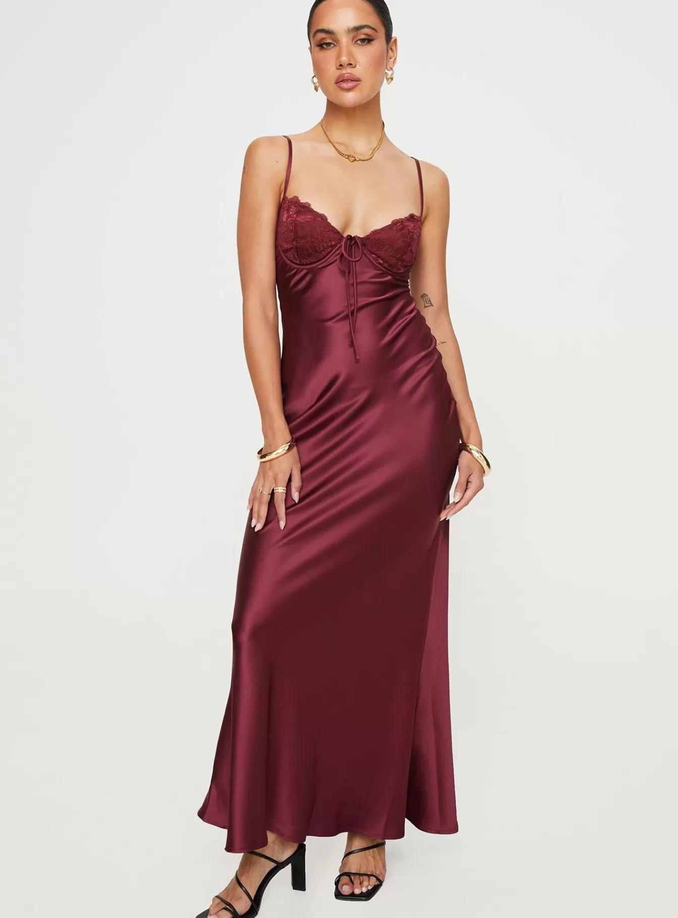 Princess Polly Maxi Dresses | Fadyen Bias Cut Maxi Dress Burgundy