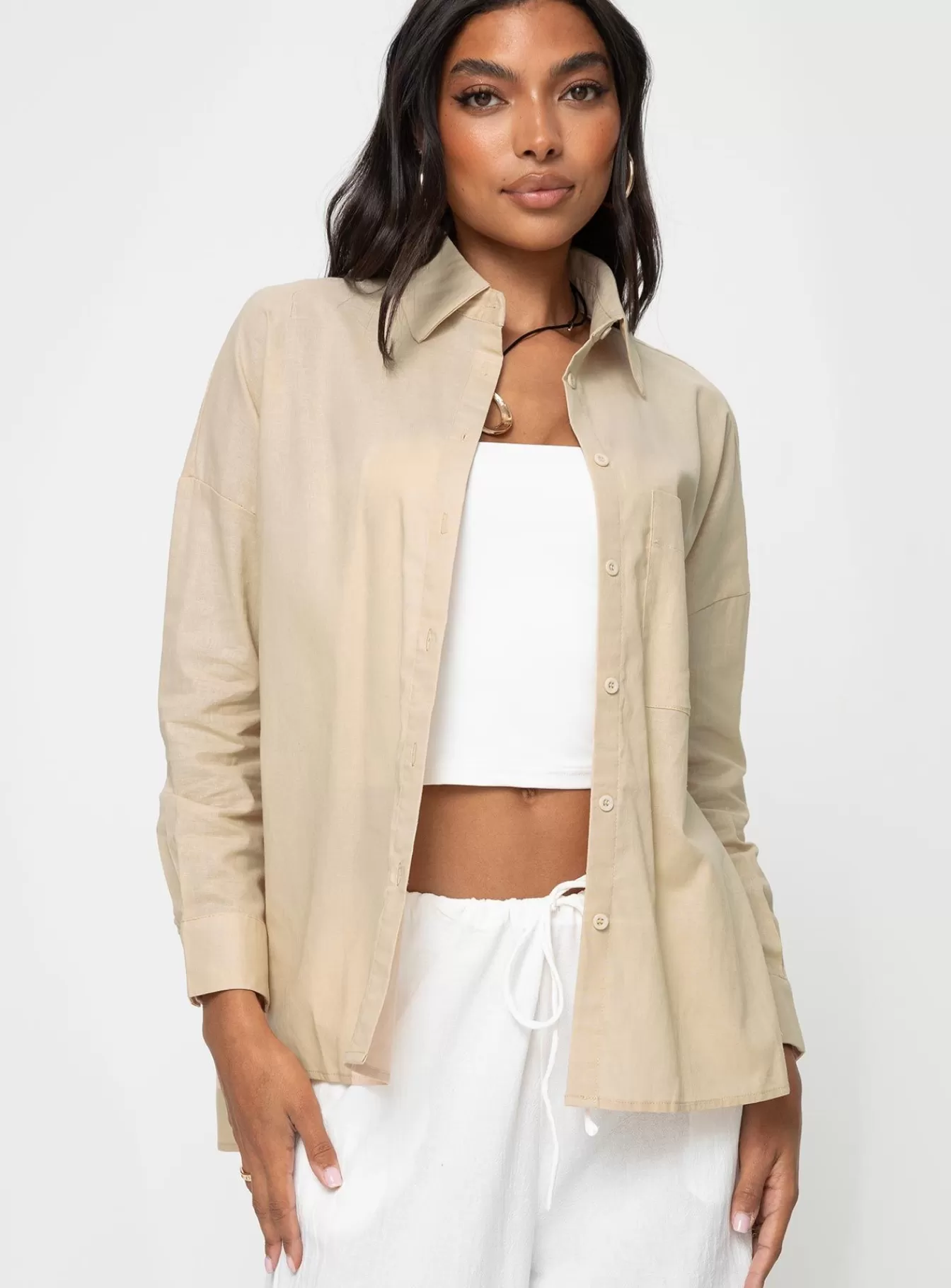 Princess Polly Long Sleeve Tops | Fayette Shirt Beige