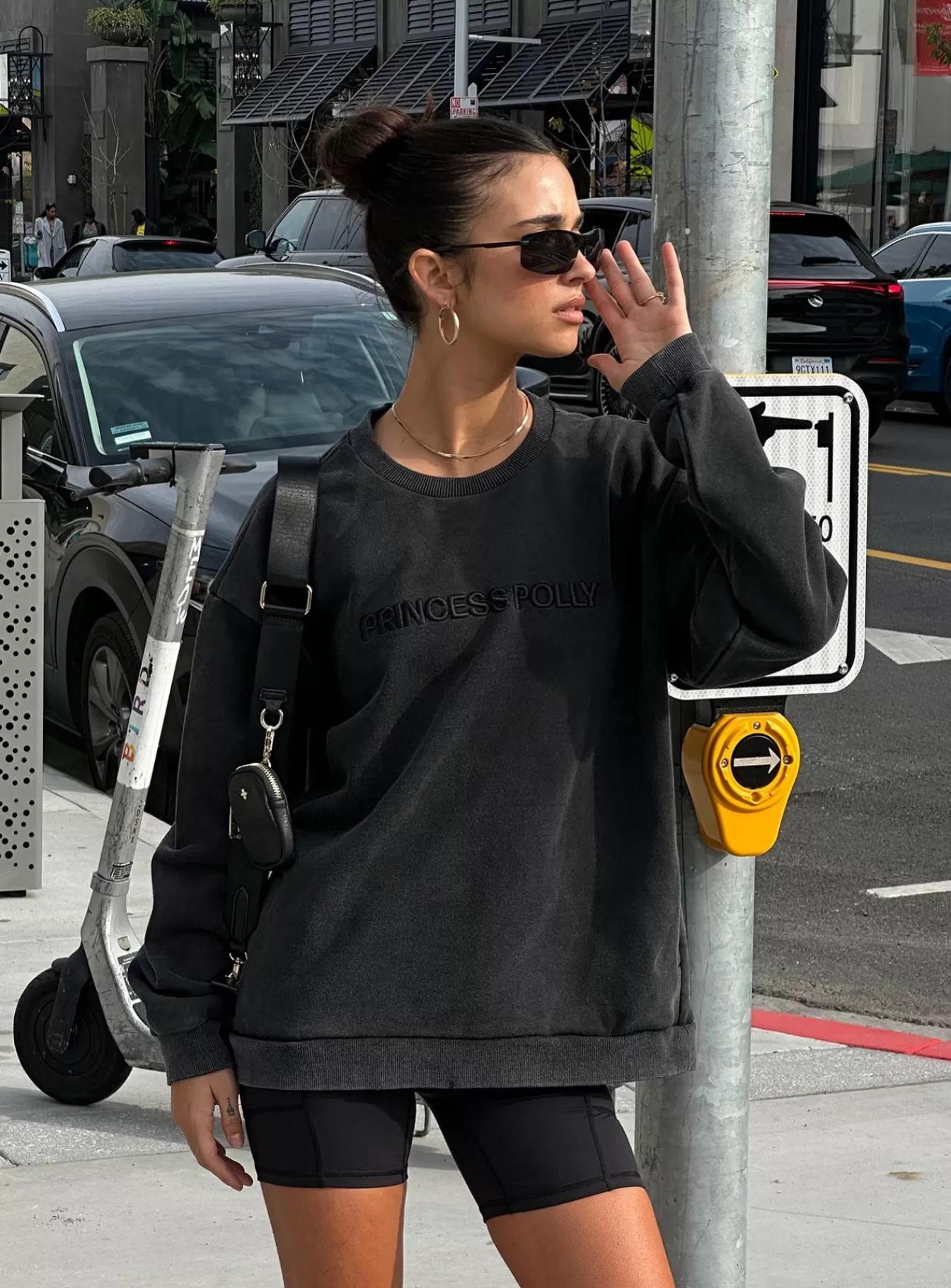 Princess Polly Lingerie | Fearlessness Activewear Crew Neck Sweatshirt Black