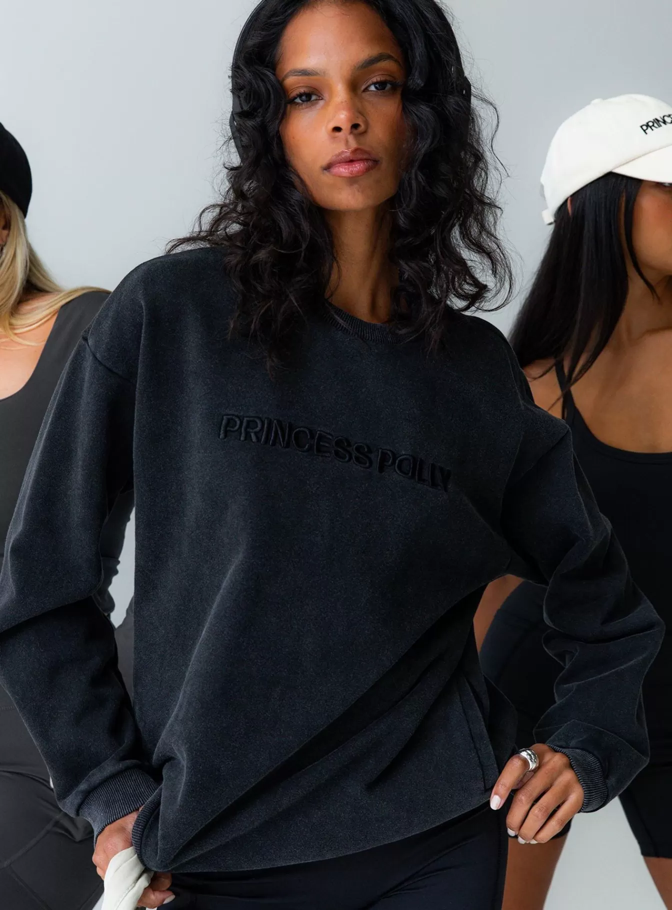 Princess Polly Lingerie | Fearlessness Activewear Crew Neck Sweatshirt Black