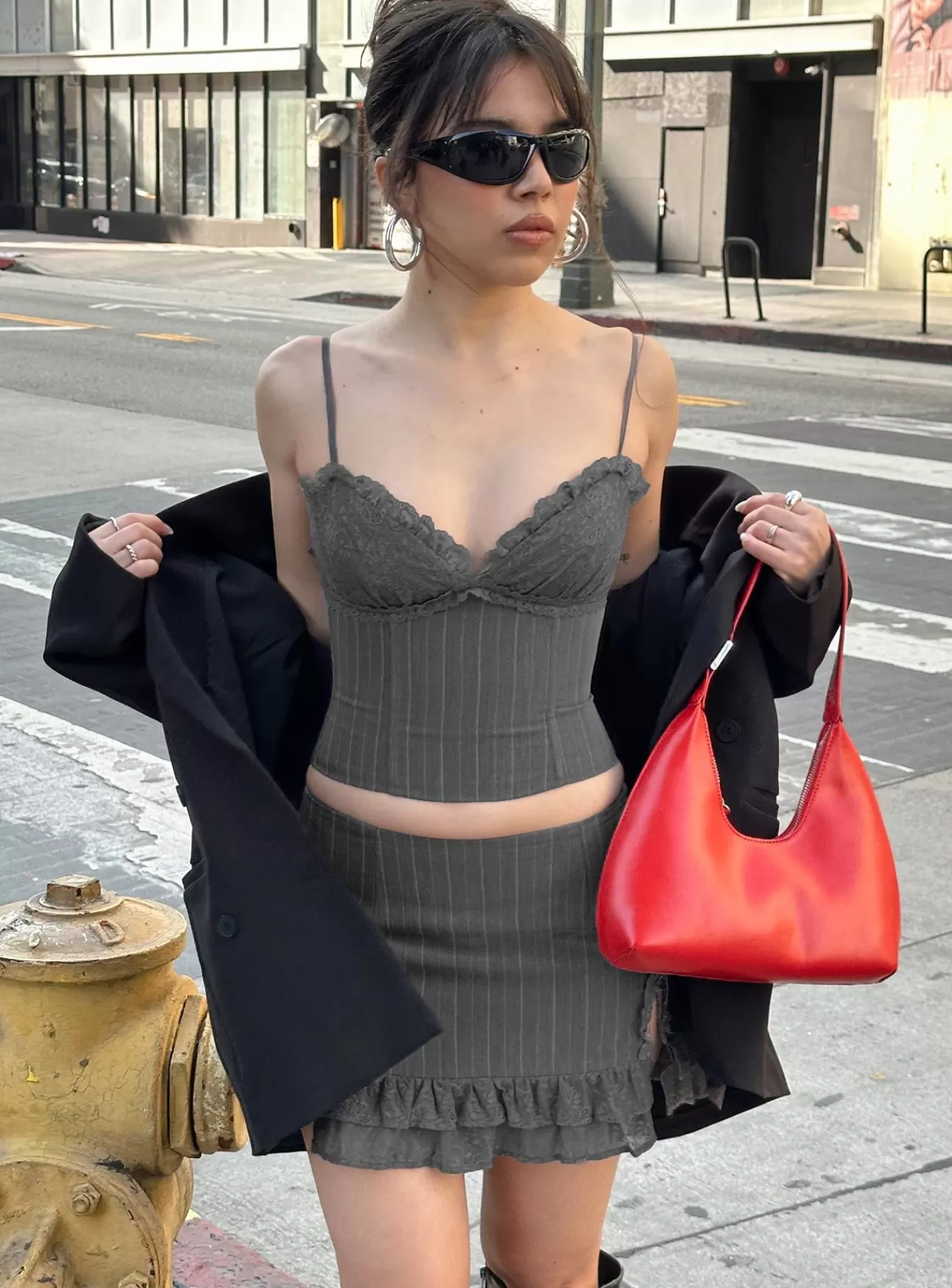 Princess Polly Corsets & Bustiers | Ferran Corset Top Grey Pinstripe