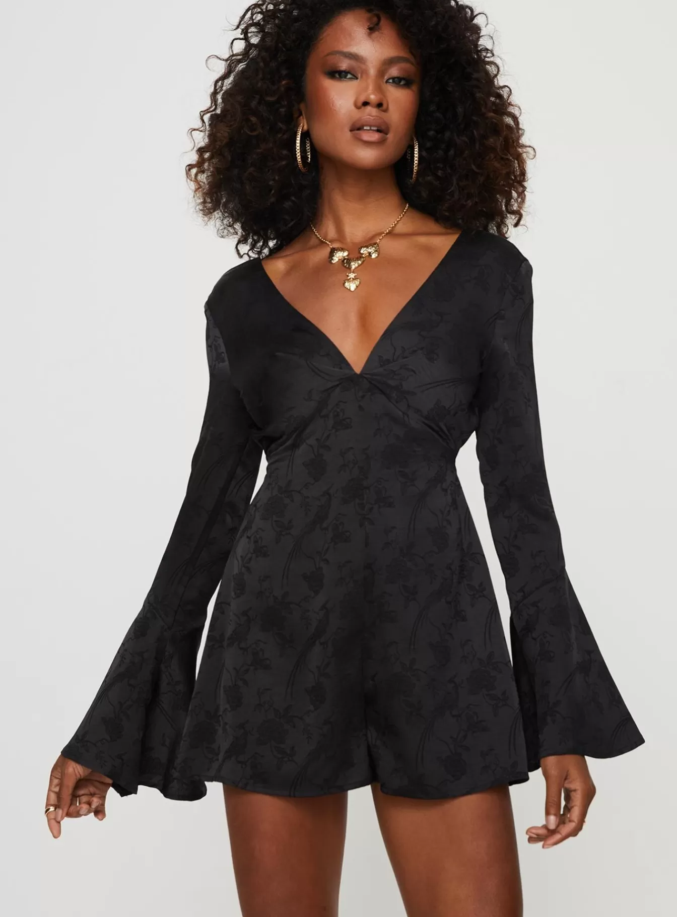 Princess Polly Rompers | Fonda Long Sleeve Romper Black
