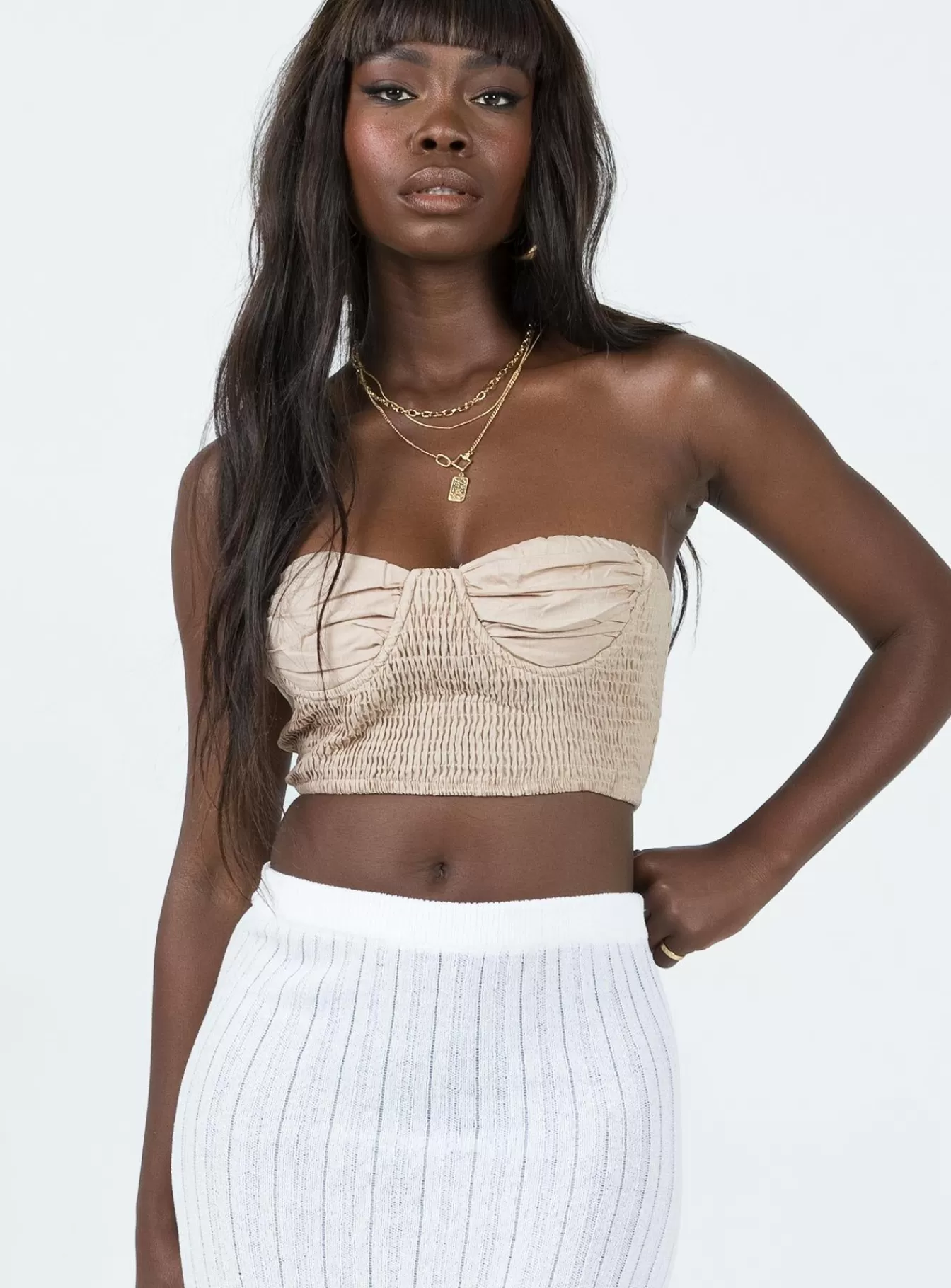 Princess Polly Crop Tops | Fontaine Strapless Top Beige