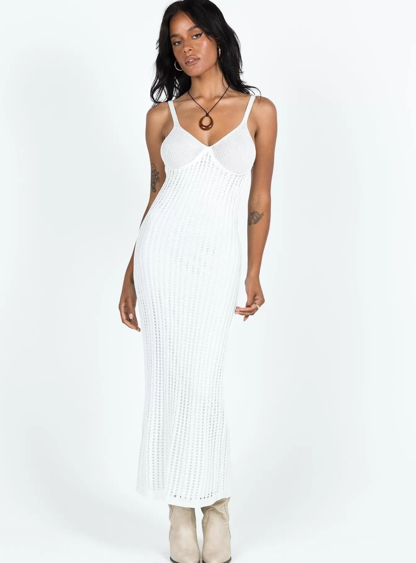 Princess Polly Midi Dresses | Francie Knit Midi Dress White