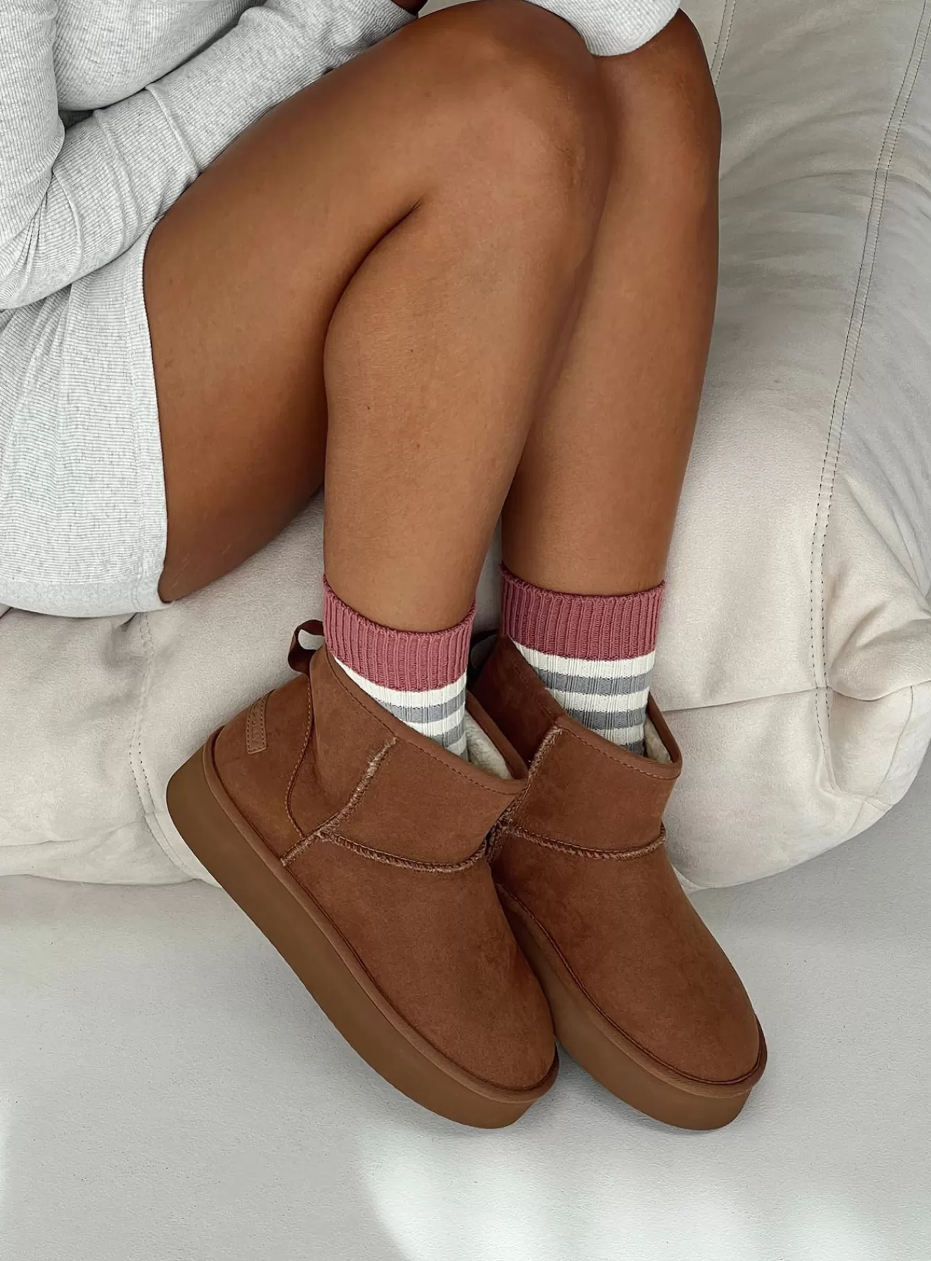 Princess Polly Boots | Franz Shearling Boots Dark Brown