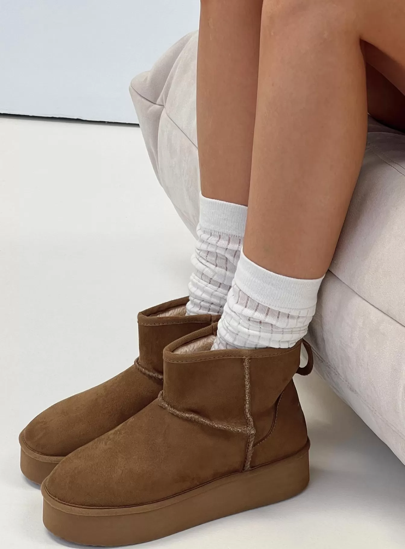 Princess Polly Boots | Franz Shearling Boots Brown Tan