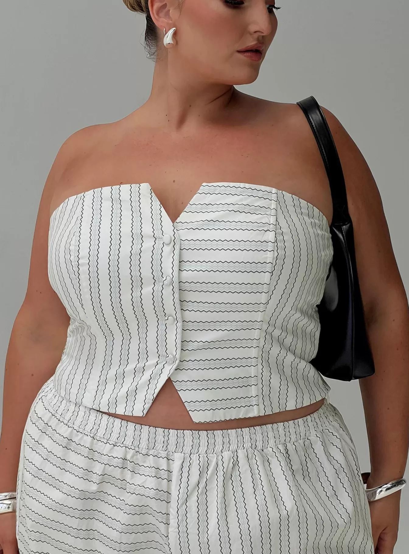 Princess Polly Tanks & Strapless Tops | Freddle Strapless Top Curve White Stripe