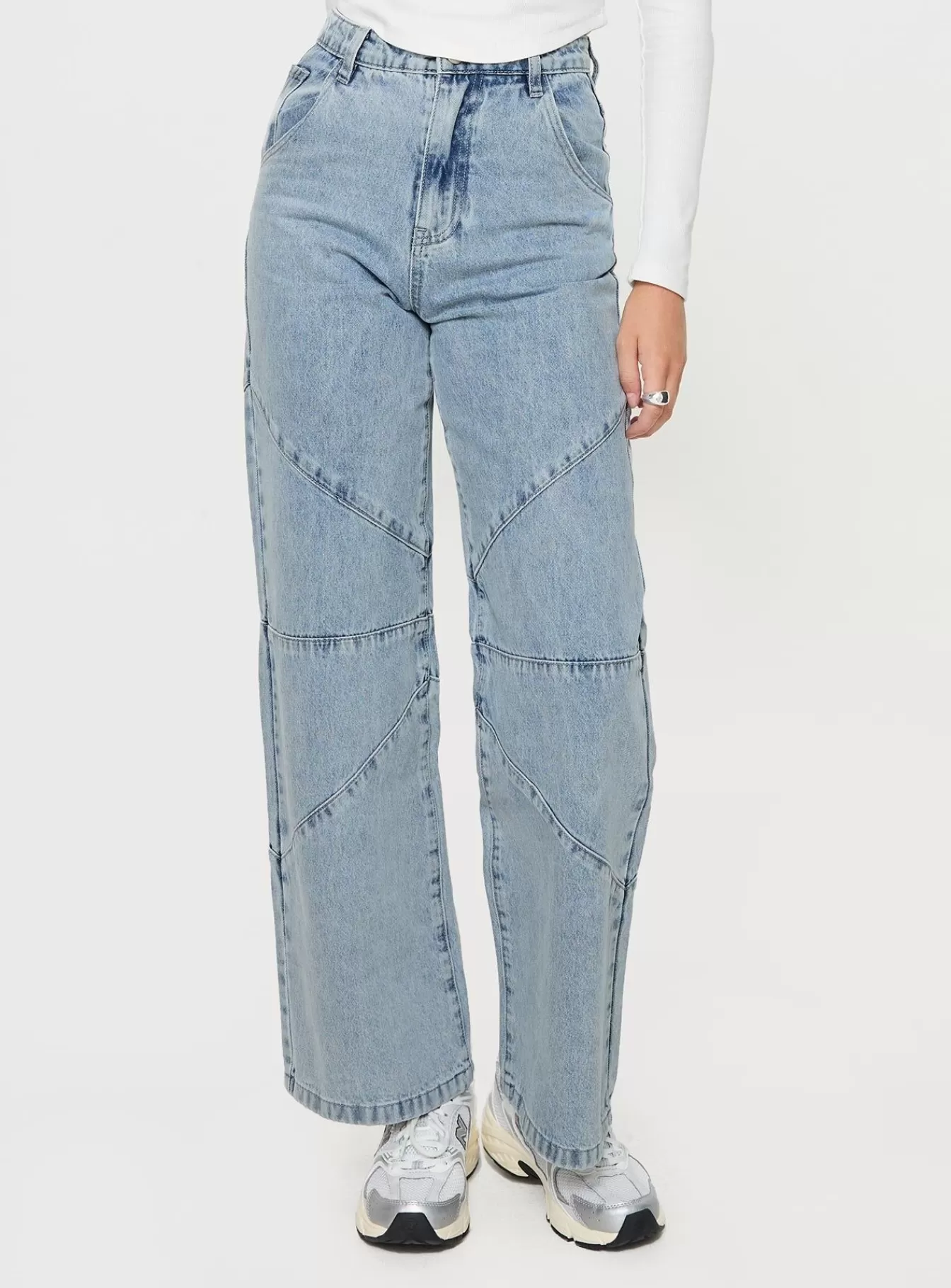 Princess Polly Jeans | Frenta Moto High Waisted Jeans Angel Blue Light Wash