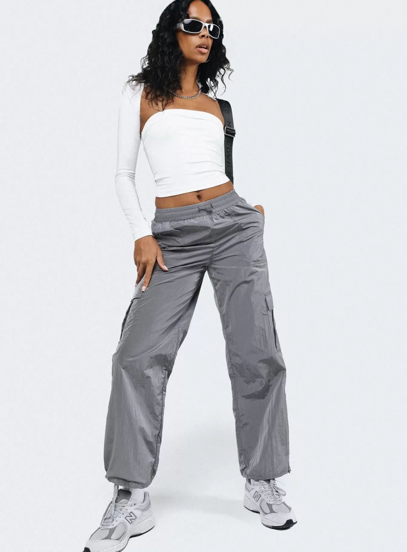 Princess Polly Pants | Gama Parachute Pants Grey