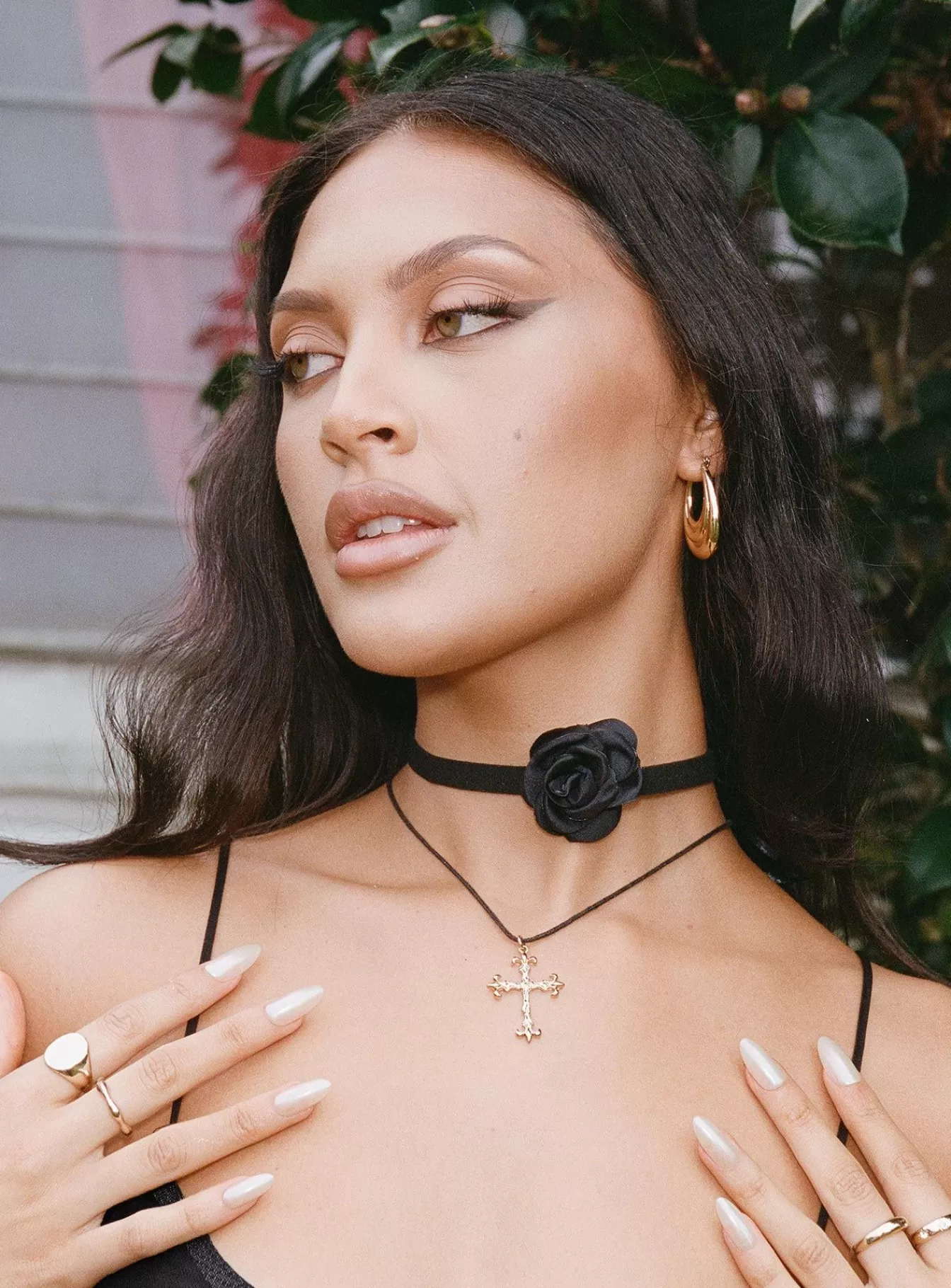Princess Polly Necklaces | Ginger Flower Neck Tie Black