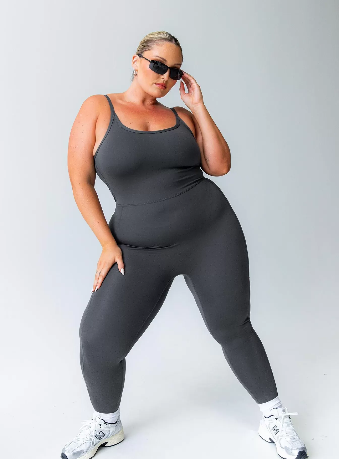 Princess Polly Jumpsuits | Go Getter Activewear Jumpsuit Curve Grey