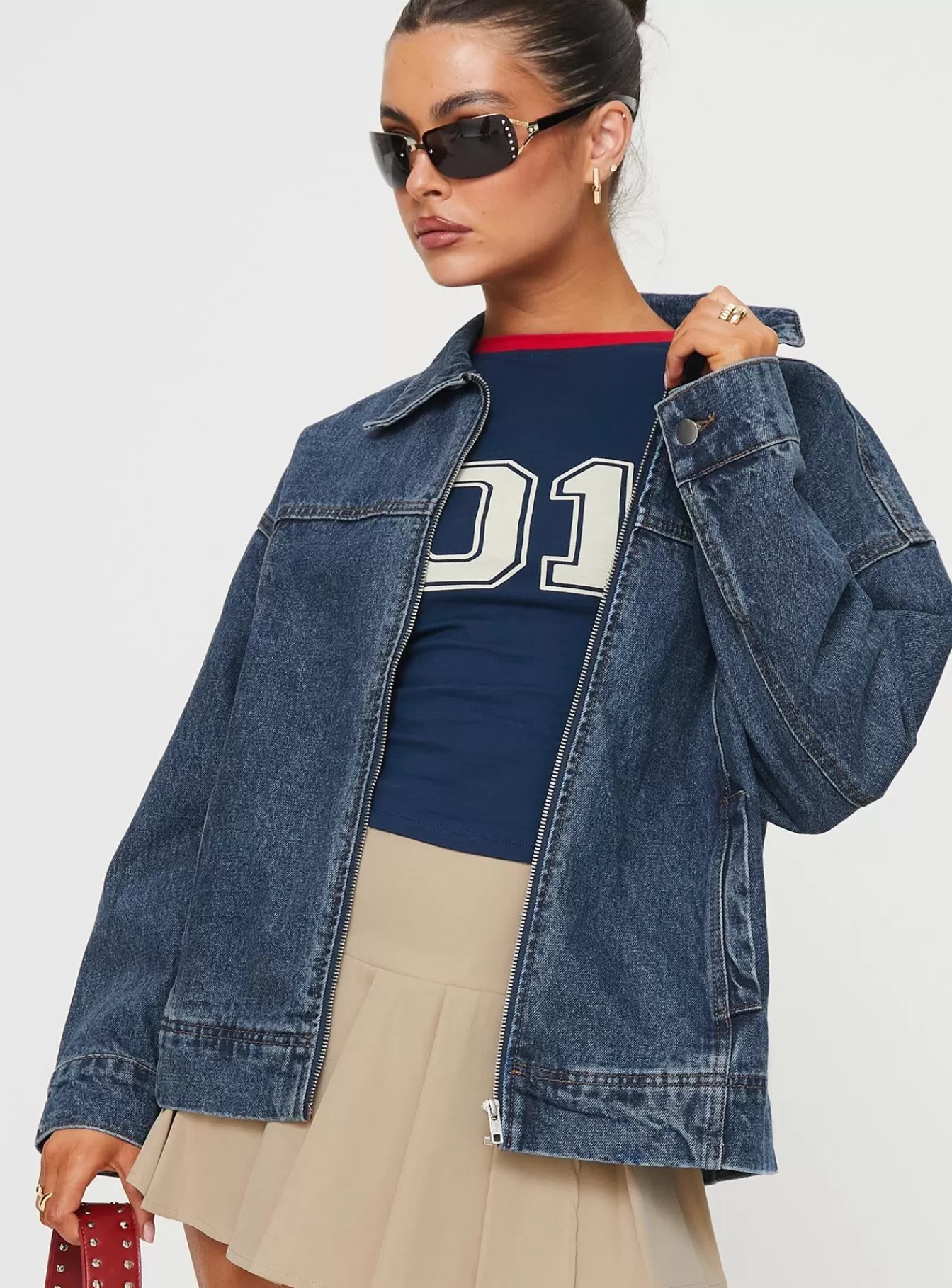 Princess Polly Denim Jackets | Goldsmith Denim Bomber Jacket Mid Wash