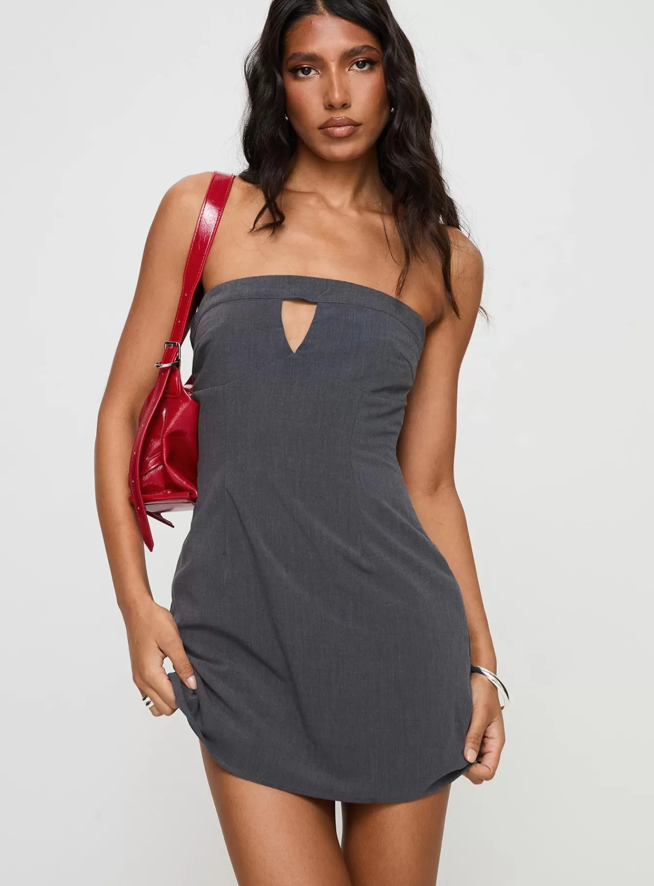 Princess Polly Mini Dresses | Gradwell Strapless Mini Dress Grey