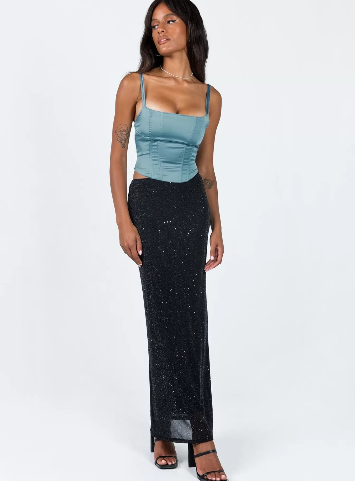Princess Polly Skirts | Harriette Maxi Skirt Lurex Black