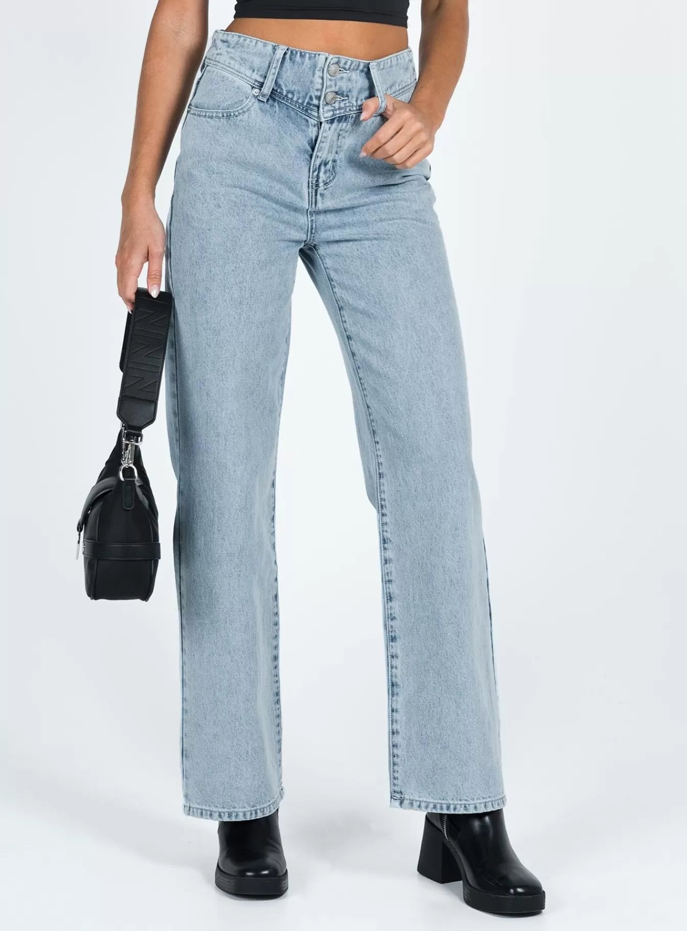 Princess Polly Jeans | Hasmyn Straight Leg Jeans Light Wash Denim