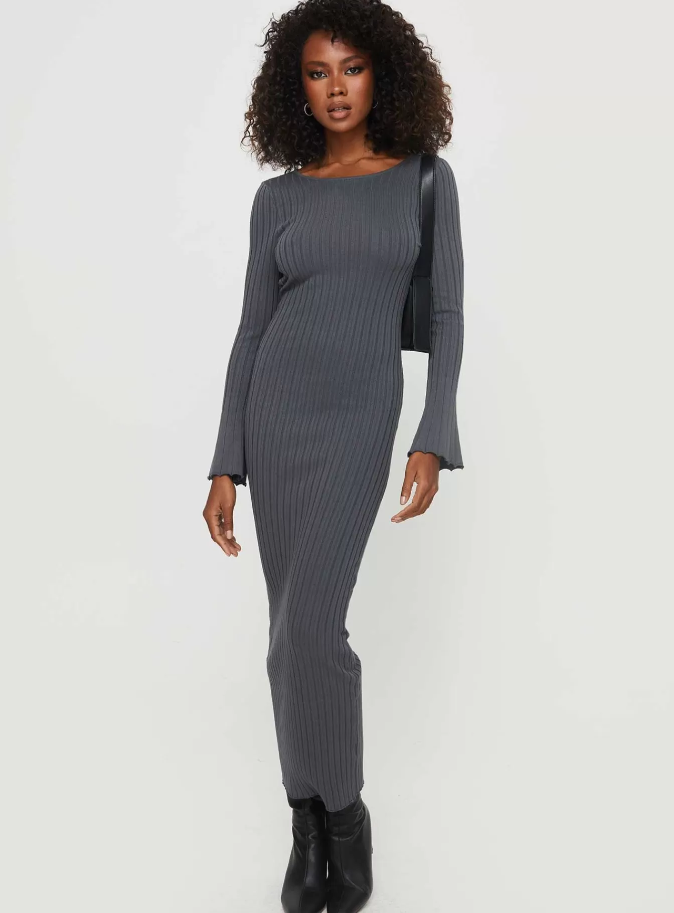 Princess Polly Maxi Dresses | Heleni Long Sleeve Maxi Dress Grey