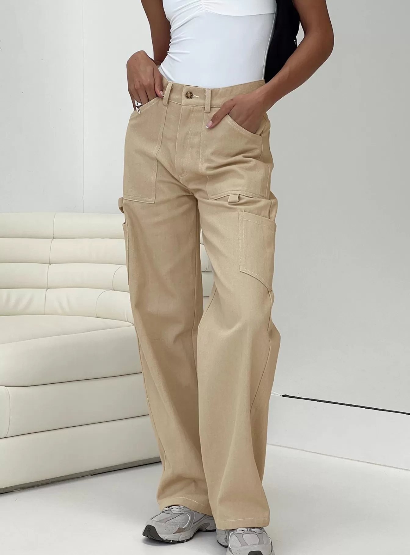 Princess Polly Pants | Hellier Cargo Pant Beige