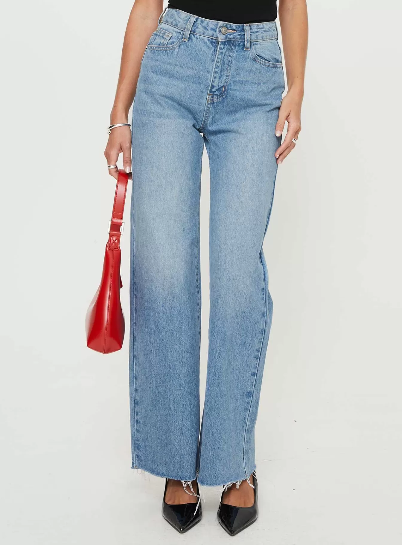 Princess Polly Jeans | Henesey Raw Hem Jeans Mid Wash