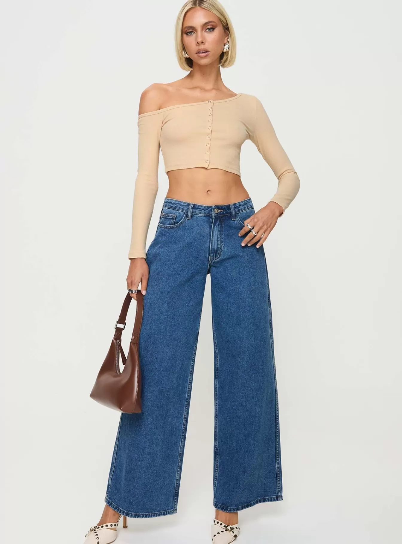 Princess Polly Long Sleeve Tops | Hisie One Shoulder Top Beige