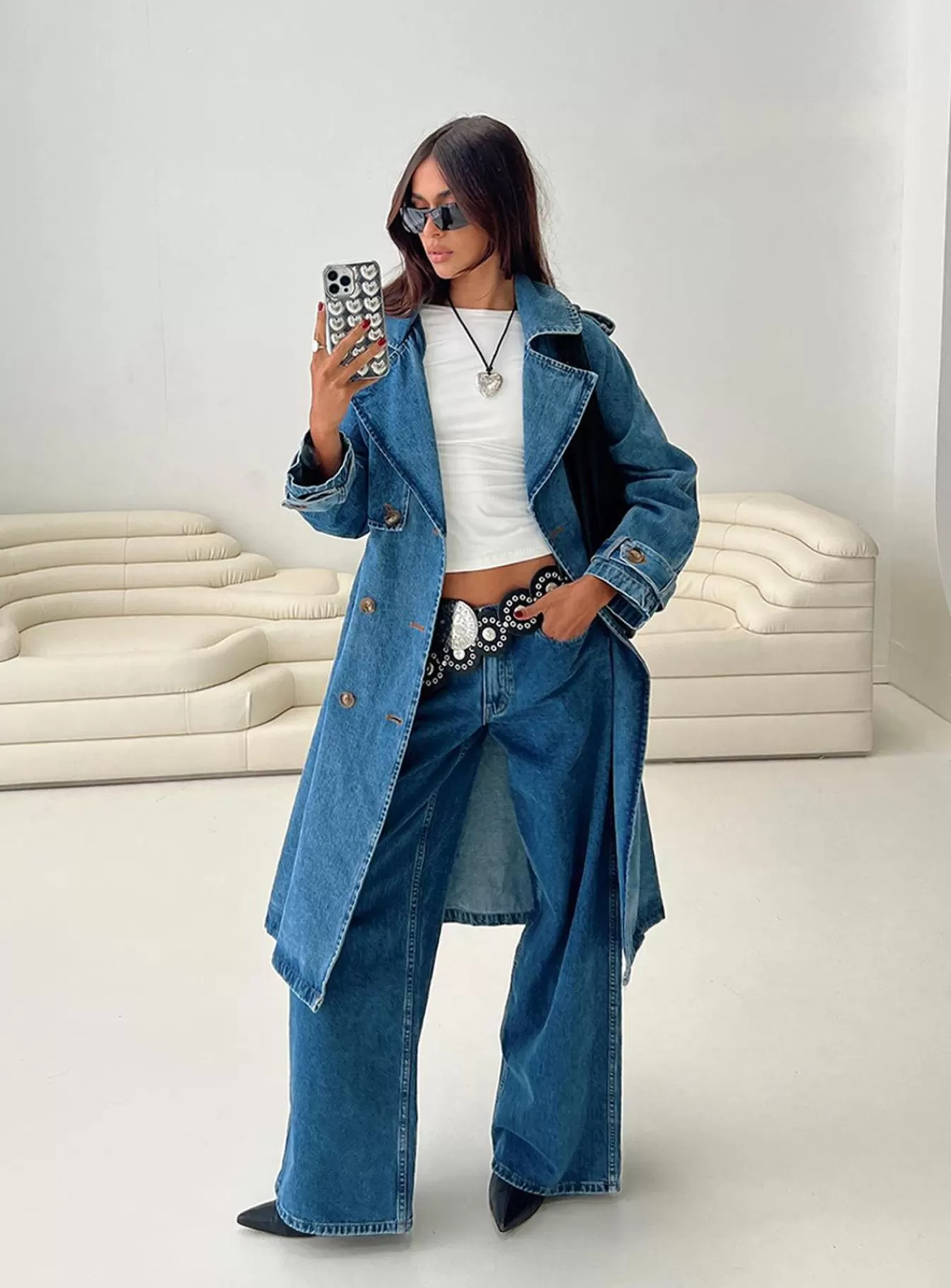 Princess Polly Denim Jackets | Honeyed Denim Trench Coat Mid Wash