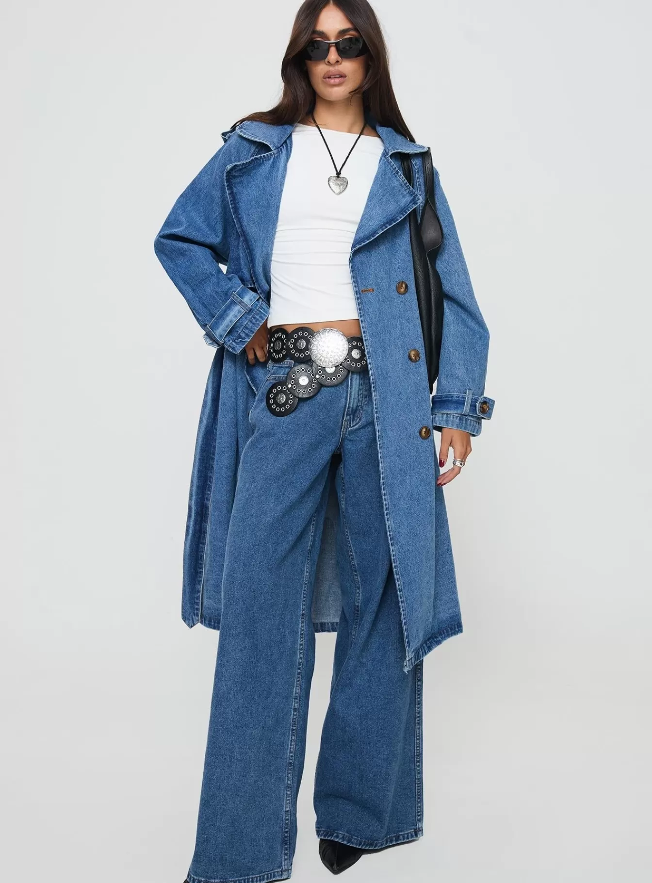 Princess Polly Denim Jackets | Honeyed Denim Trench Coat Mid Wash