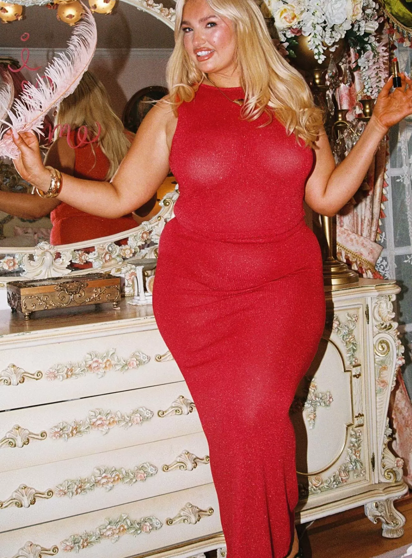 Princess Polly Skirts | Hugs & Kisses Knit Maxi Skirt Curve Red
