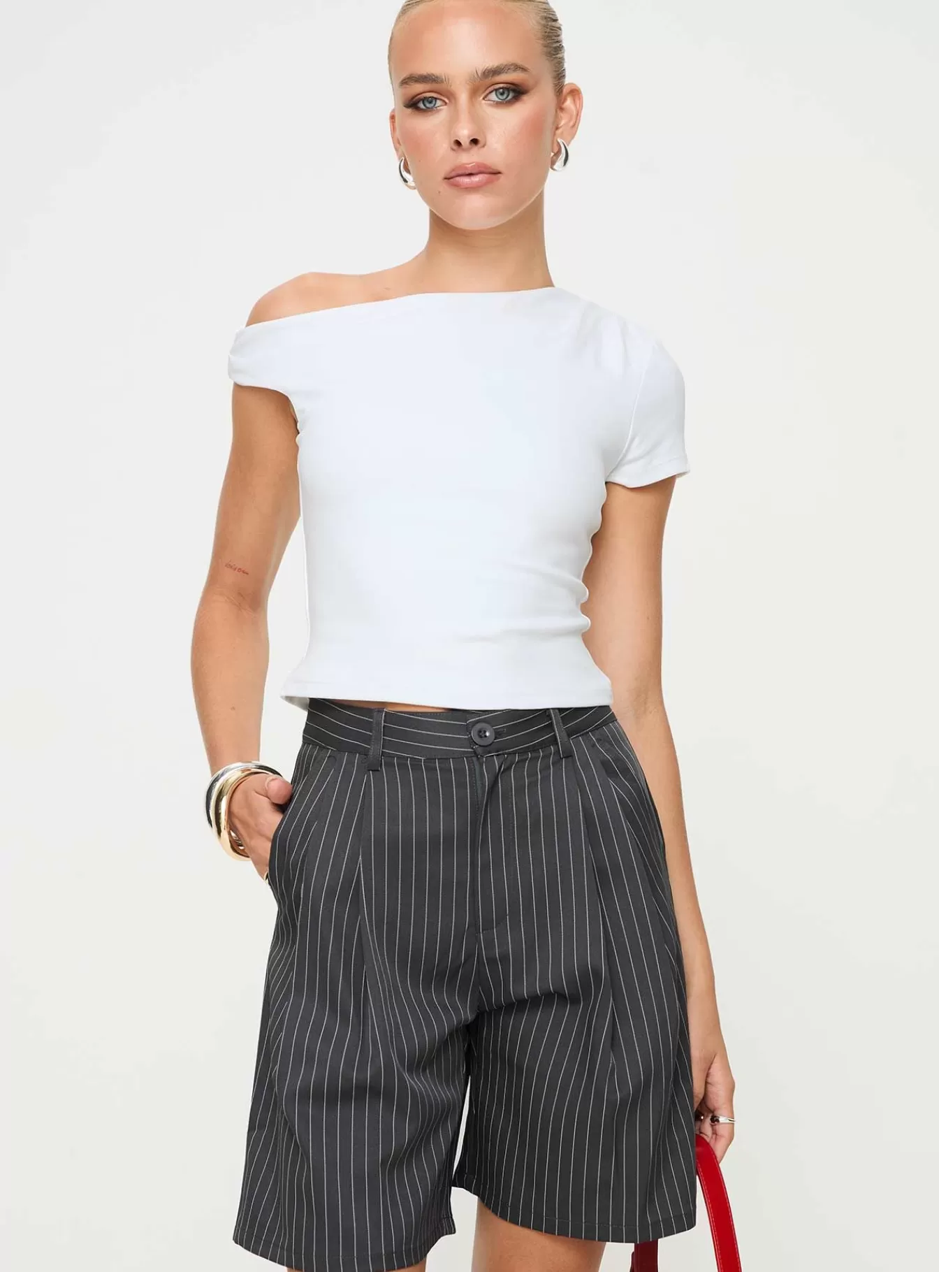 Princess Polly Shorts | In Office Longline Shorts Grey